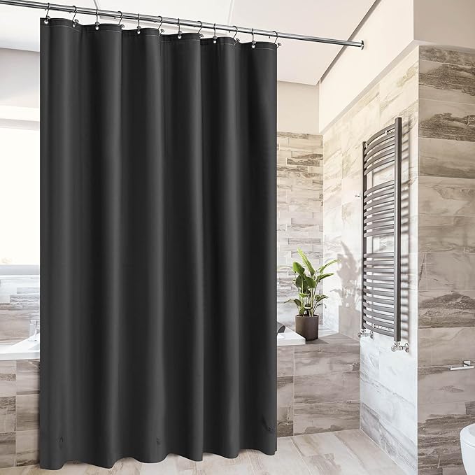 Barossa Design Black Shower Curtain Liner - Premium PEVA Plastic Shower Curtain for Bathroom, Lightweight Standard Size with 3 Magnets, Metal Grommets