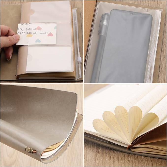 PRSTENLY Graduation Gifts Leather Journal, Graduation Gifts for Her Him 140 Page Refillable Journal, High School University College Graduation Gift Ideas for Women Men (Grey)