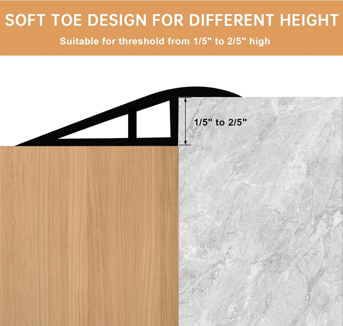 Vinyl Door Threshold Flooring Transition Strip Self Adhesive Carpet Edging Strip for Laminate Doorway Edge Threshold from 1/5" to 2/5" (Light Yellow Wood Grain, 6.6 Ft)