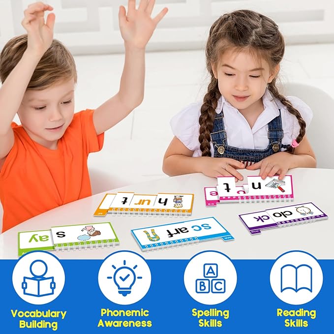 Word Family Build Book, 40 Read and Rhyme Flip Books, Learn to Read Phonics Flash Cards, Sight Words Flash Cards Kindergarten Flip Books for Kids Homeschool Preschool Learning Activities