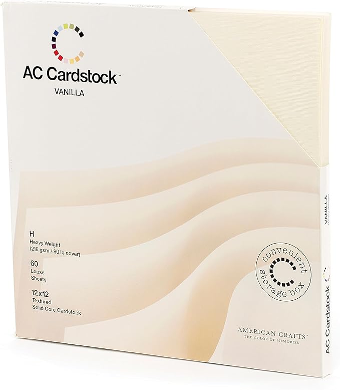 Cardstock 12x12 Scrapbook Paper Pack - Textured Heavy Duty Ivory Paper for Die Cutting, Card Making, Crafts - 60 Square Sheets, 80lb (216gsm), Solid Core
