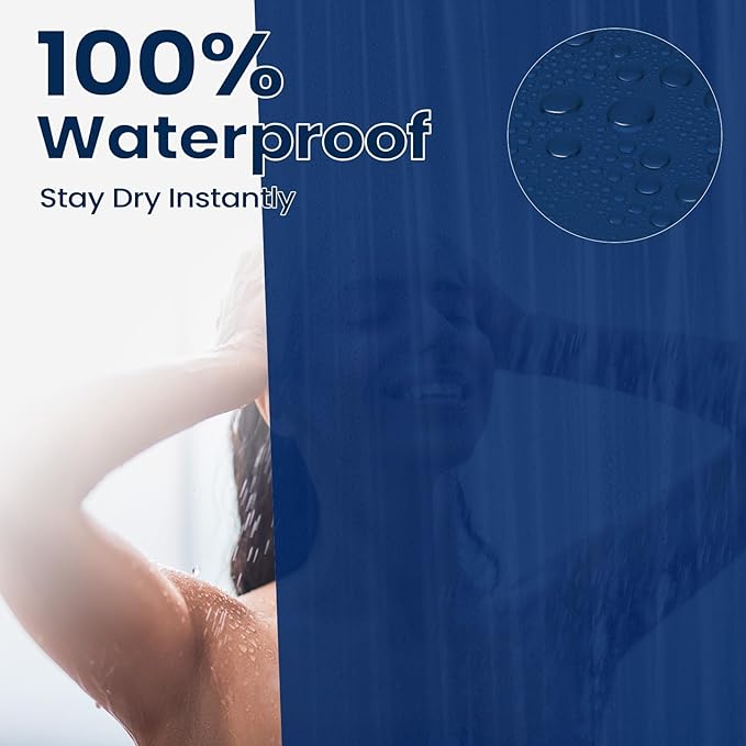 downluxe Navy Shower Curtain Liner, PEVA Lightweight Plastic Shower Liner with 3 Magnets, 72" x 72" Waterproof Bathroom Curtain