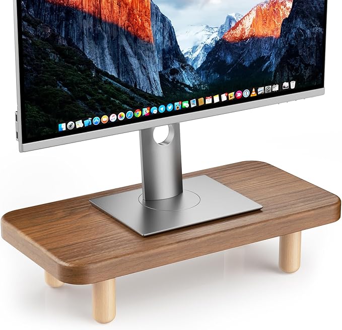 Monitor Stand Riser, 16Inch Wood Desk Organizer with Monitor Stand & Storage Computer Monitor and Laptop Riser Multifunctional Laptop Stand Desk Organizer for Office Home Screen/Laptop Walnut