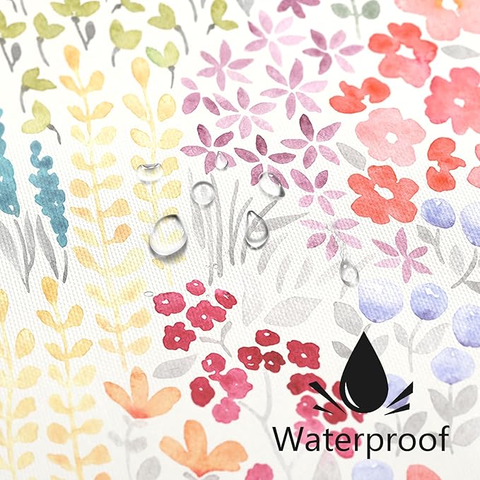 Cute Spring Summer Floral Shower Curtain, Colorful Flower Fabric Shower Curtains, Boho Funky Watercolor Wildflower Trendy Shower Curtain Set, Cottagecore Bohemian Bathroom Decor, 72x72