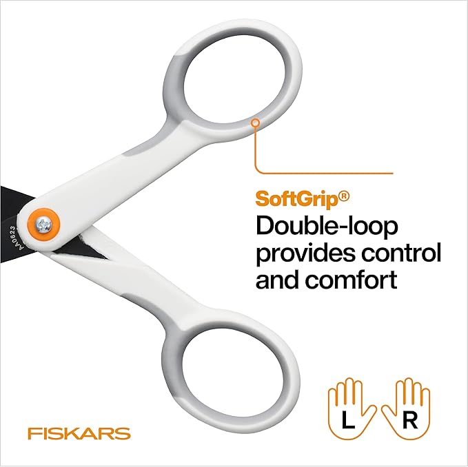 Fiskars Micro Trip Scissors, SoftGrip Precision Cutting Shears, Non-Stick Stainless Steel Blades, 5 inches