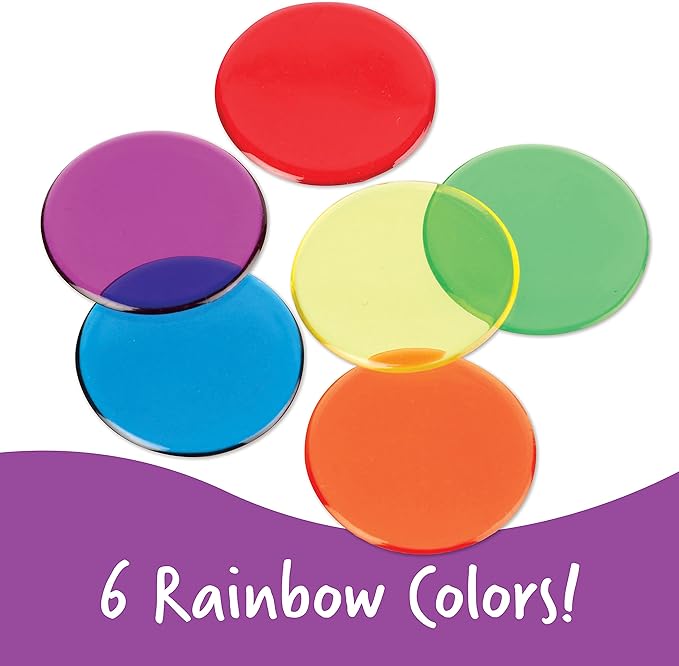 Learning Resources Transparent Color Counting Chips - 250 Pieces, Ages 5+ Math Counters for Kids, Counting Chips, Perfect for Bingo Games