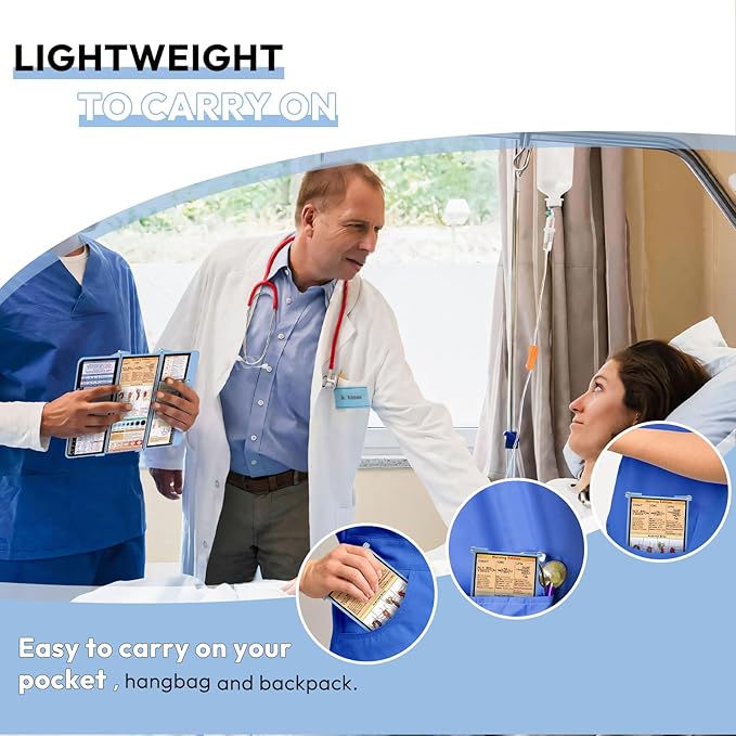 Nursing Clipboard Foldable, Foldable Clipboard w/Nursing Edition Cheat Charts,3 Layers Aluminum, Nurse Clip Board w/Low Profile Clip&Pen Clip Pocket for Nurses and Doctors,Light Blue