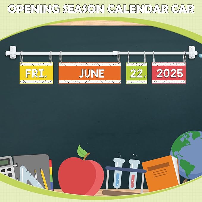 Rainbow Flip Calendar Board Set with Holder, Colorful Classroom Calendar Bulletin Board with Adjustable Rob Rainbow Date Cards for School Classroom Home Decoration Supplies