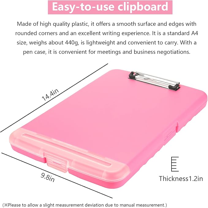 SFLHHDM Plastic Clipboard with Storage, High Capacity Clip Boards 8.5x11 with Storage, Heavy Duty Nursing Clipboard Folder, Clipboards Cute, Letter A4 Size Clipboards with Storage for Teachers, Nurse