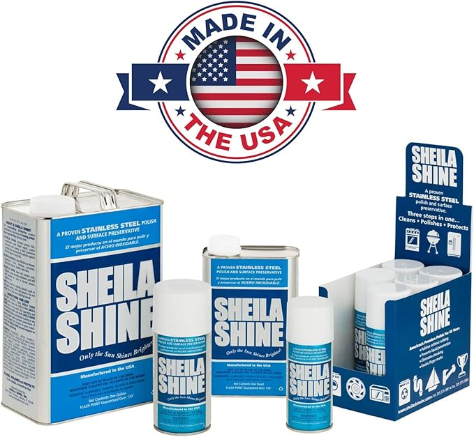 Sheila Shine 1 Quart Stainless Steel Cleaner and Polish w/Microfiber Cloth - Cleans, Polishes & Protects Kitchen Appliances, Refrigerators, Sinks, Ovens & Grills - Streak Free Stainless Sink Cleaner