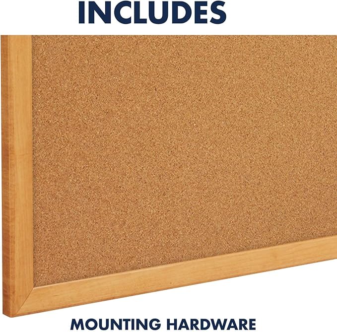 Quartet Cork Board, Bulletin Board, 4' x 6' Corkboard, Oak Finish Frame (307)