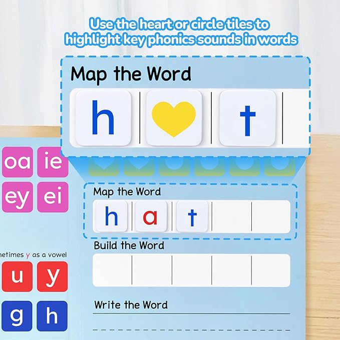 Magnetic Alphabet Letters+Phonics Word Magnetic Letter Tiles-JoyCat 265 Alphabet Tiles, Magnetic Letters Kit with Word-Building Folder and Storage Case, Kindergarten Phonics Awareness, Science of Read