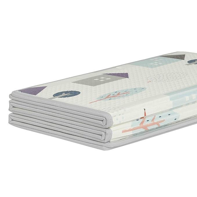 Dream On Me Play Time Reversible Baby Playmat, Foldable Extra Large Thick Foam Crawling Playmats for Toddlers, Waterproof Portable Playmat for Babies
