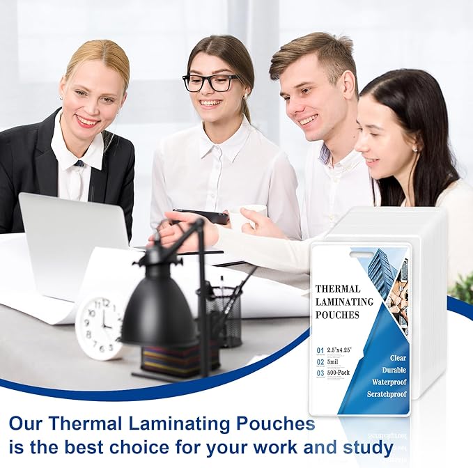 500 Pack 5mil 2.5“x4.2" Thermal Laminating Pouches Badge Laminate Pouches Clear Laminated Luggage Tags Printable Laminator Pouches for Business Permits Cards (500, 2.5" x 4.2"-5mil-with Holes)