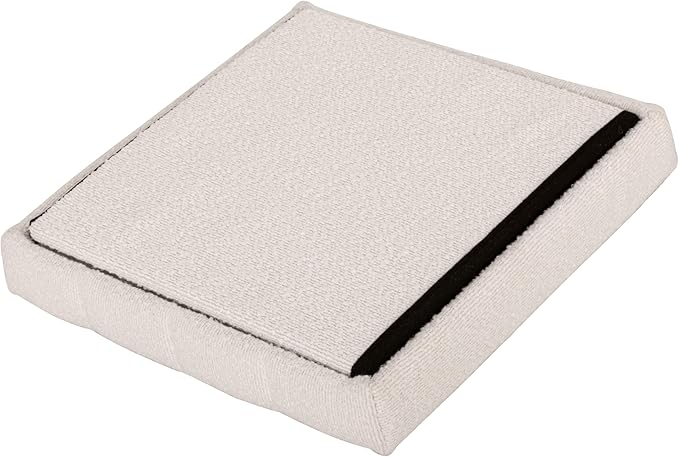 Seville Classics Cushioned Fabric Ottoman Hidden Storage Chest Footrest Chair, Padded Seat for Bedroom, Dorm, Loft, Living Room, Entryway, Hallway, White Boucle, 15.7" Cube