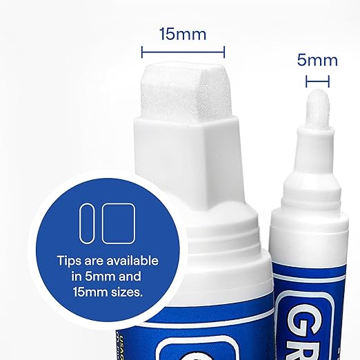 Grout Pen Light Grey Tile Paint Marker: Waterproof Grout Paint, Tile Grout Colorant and Sealer Pen - Light Grey, Wide 15mm Tip (20mL)