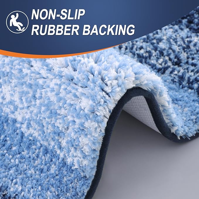 OLANLY Bathroom Runner Rugs 59x20, Extra Soft Absorbent Microfiber Bath Rugs, Rubber Backing, Quick Dry, Machine Washable Bath Mats for Bathroom Floor, Tub and Shower, Home Decor Accessories, Navy