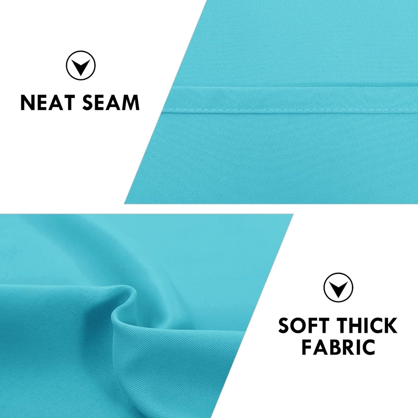 DWCN Blackout Curtains Room Darkening Thermal Insulated Bedroom Curtains Window Treatments, 42 x 45 inches Long, Set of 2 Turquoise Rod Pocket Drapes