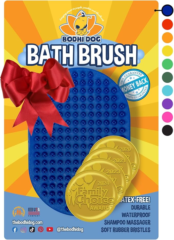Bodhi Dog Shampoo Brush - Pet Grooming & Bath Supplies for Dogs and Cats - Bath Brush for Long & Short Hair - Premium Scrubber for Shower, Bathing & Massage (One Pack, Blue)