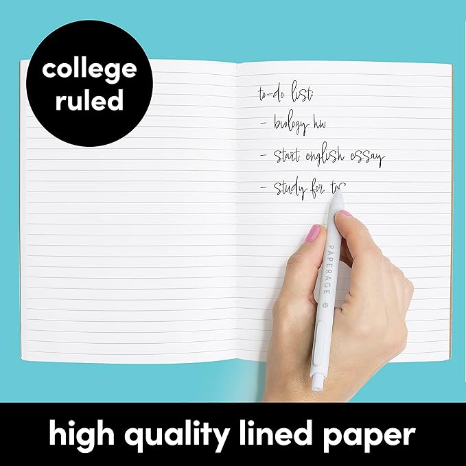 PAPERAGE 48-Pack Composition Notebook Journals, 120 Pages, Kraft Cover with Jewel Tone Spines, College Ruled Lined Paper, Small Size (8 in x 5.75 in) – for Home, Office or School Supplies
