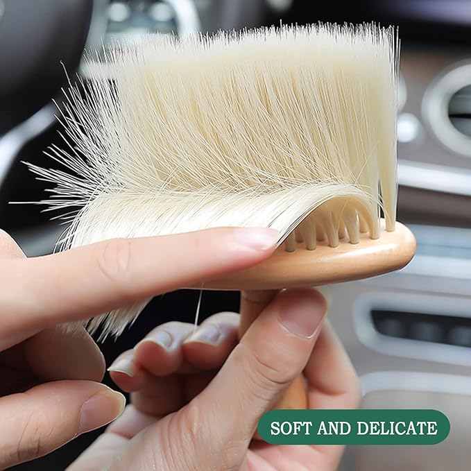 High Density Ultra Soft Detail Brush Kit - Automotive Interior Cleaning Tool with Soft Hair, Wooden Handle, Deep Cleaning for Keyboards, Laptop, Sofa and Dusting (B-1PC)