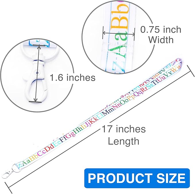 EASTEX Teacher Lanyard Keychain - ABC Alphabet Badge Lanyard for Keys Whistle - ID Card Holder Keychain - Math Periodic Table