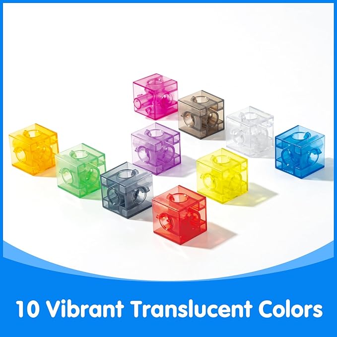 Translucent Linking Cubes – Engaging Math Toy, Light Table Manipulatives, Math Blocks for Early Learning and Creative Play