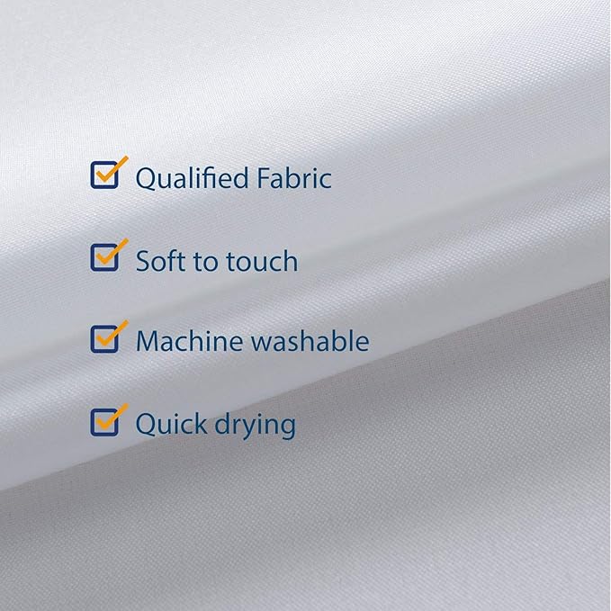N&Y HOME RV Shower Curtain or Liner Fabric 60 x 64 inches, Perfect for Camping Travel Trailer, White Bathroom Curtains with Grommets, 60x64
