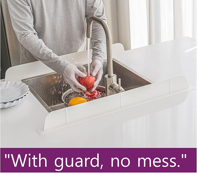 30 inch(75cm) Premium Kitchen Sink Silicone Water Splash Guard SIZE UPGRADE 30" and new package - NO Suction Cups, Ultra Wide 30" - Made in Korea (Ultra Wide Eco Gray)