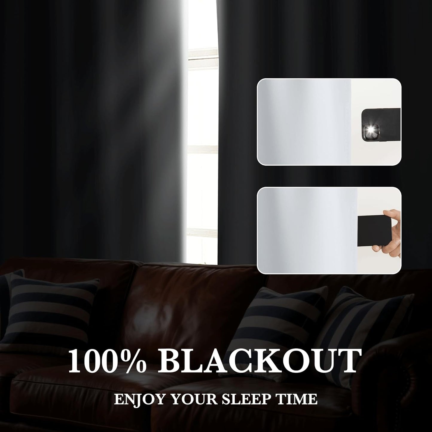 RYB HOME White Short Blackout for Small Window 48 inches Length, Thermal Insulated 100% Blackout Noise Reducing Window Shades for Bedroom Office, 34 inches Wide by 48 inches Long