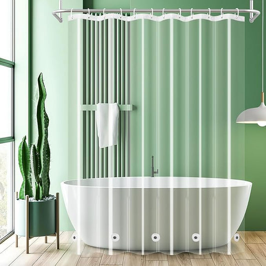 UFRIDAY Clear Shower Curtain Liner, PEVA Bathroom Curtain Liner with 5 Magnets, Waterproof Transparent Curtain for Bathroomfor Home or Hotel, 72 x 72 Inches