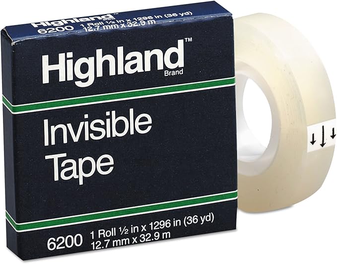 Highland 6200 Invisible Tape, 1/2" x 1296"