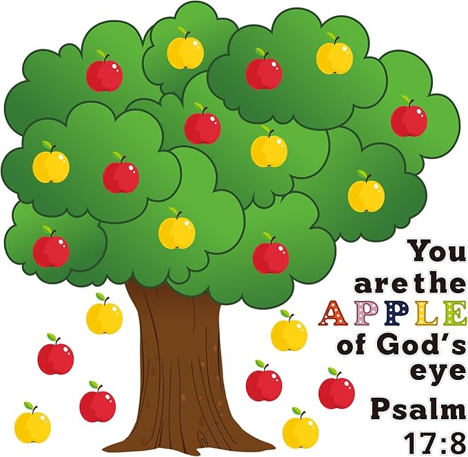 Pajean 86 Pcs Apple Tree Classroom Bulletin Board Set Fall Church Tree Bulletin Board Decorations Apple Cutouts Autumn Classroom Wall Decor for Home Elementary School Teacher Chalkboard Supplies