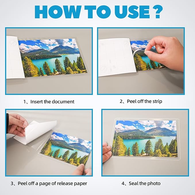 Uinkit 10mil Thicker Self Sealing Photo Laminating Pouches 4 x 6", 25Pack Double-Sided for Recipe Cards & Photos, Waterproof Plastic Sleeves to Preserve Pictures, Index Flashcards
