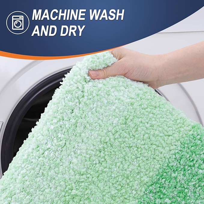 OLANLY Bathroom Runner Rugs 47x20, Extra Soft Absorbent Microfiber Bath Rugs, Rubber Backing, Quick Dry, Machine Washable Bath Mats for Bathroom Floor, Tub and Shower, Home Decor Accessories, Green
