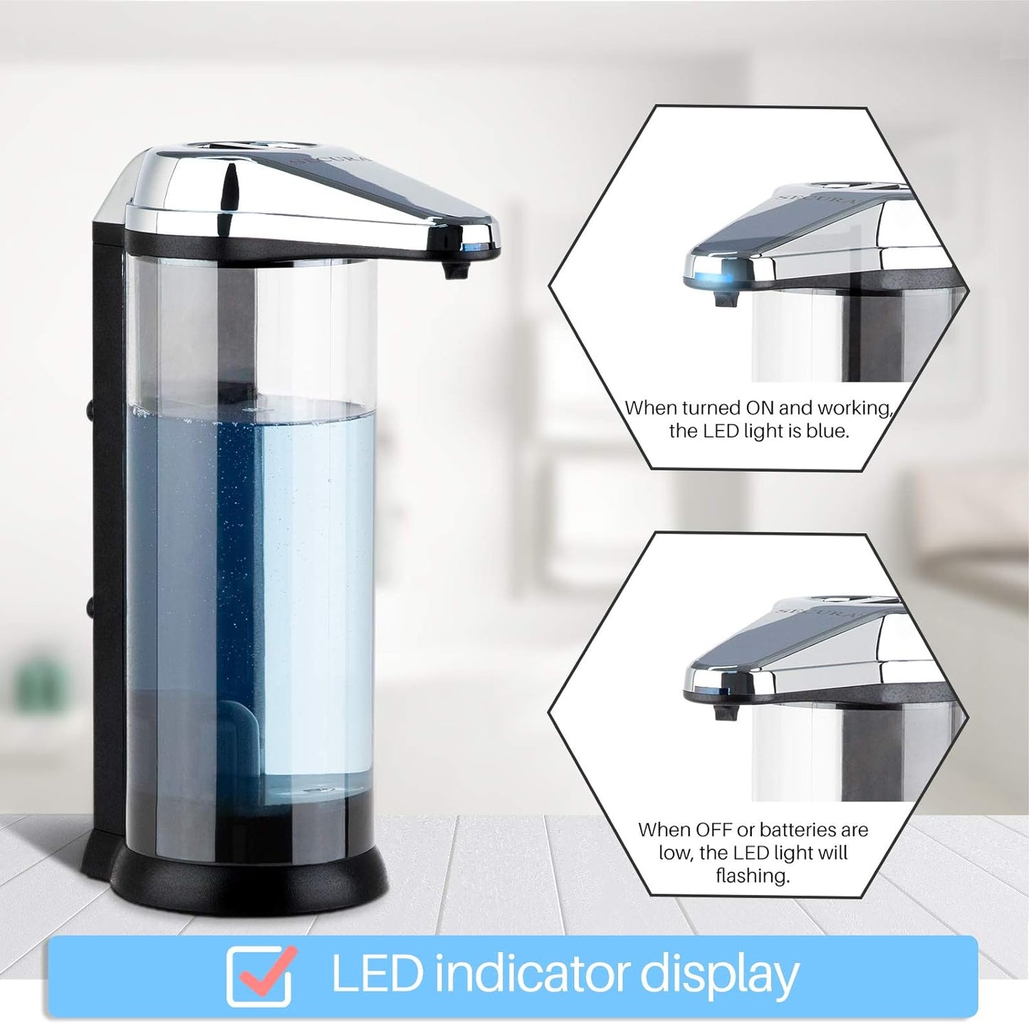 Automatic Foaming Soap Dispenser, 17oz Clear Glass Hand Soap Dispenser with ABS Touch Sensor Pump Battery Operated, Dish/Hand Soap Refillable for Bathroom Kitchen (Silver) (Copy)