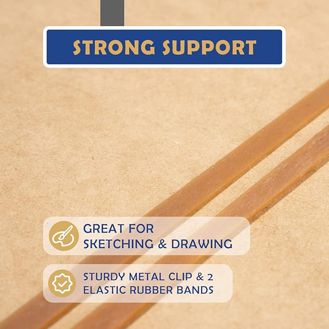 Falling in Art 14x18 Sketch Board, Drawing Tote Board for Artists with Sturdy Clip and Rubber Bands, Portable Art Clipboard for Classroom and Studio Drawing
