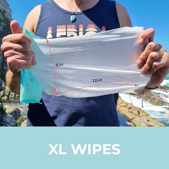 Body Wipes XL Shower Wipes Body Wipe for Adults Bathing, Traveling, Camping, Gym, Car, Elderly, Bedridden - Bath Wipe - Disposable Washcloths for Adults No Rinse