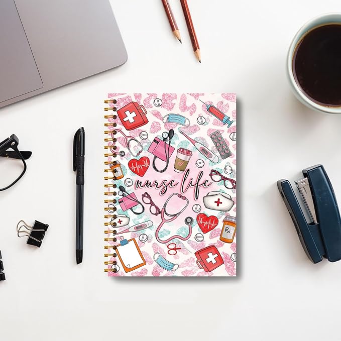 Guymn Pink Nurse Notebook Journal, Nurse Appreciation Gifts, Nursing Notebook, Nursing Medical Gifts Hardcover Spiral Notebooks 5.5x8.3 Inch