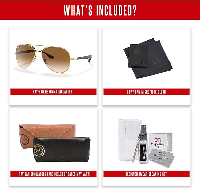 Ray-Ban RB3675 Aviator Sunglasses for Men for Women +BUNDLE with ACCESSORY EYEWEAR KIT