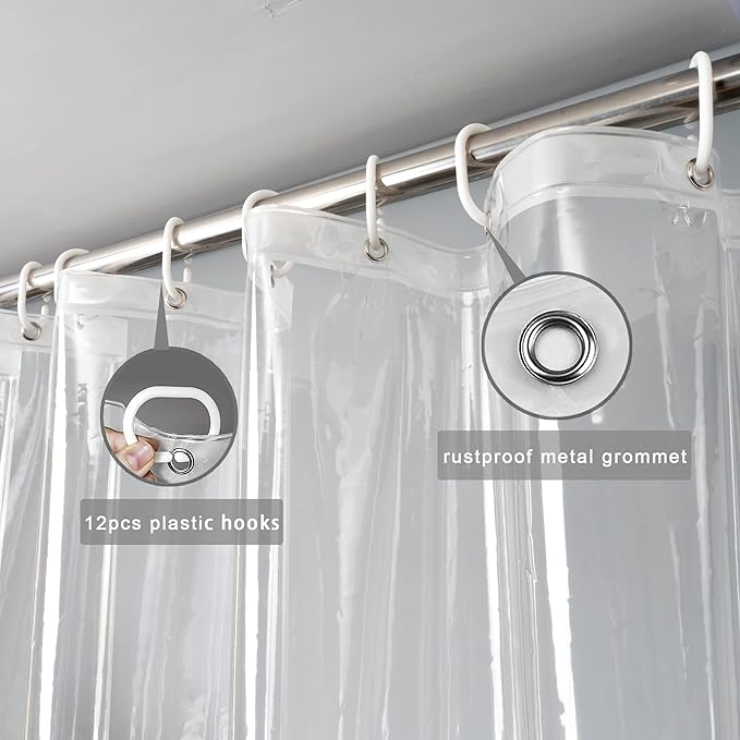 UFRIDAY Clear Shower Stall Curtain Liner 54 x 72inch, EVA Waterproof Weighted Clear Shower Liner with Magnets,Narrow Small Shower Curtain Liner 54 inch Wide for Bathroom or Window