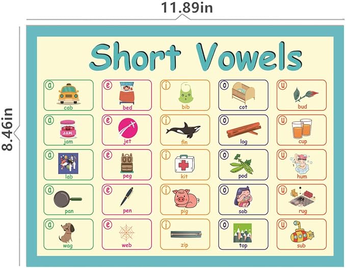 LUGMAZU 11Pcs/Set English Phonics Posters for Classroom, R Controlled Vowel Learning Wall Strip for Kids, Vowel Team Phonics Bulletin Board Set for School,Teacher Tool Supplies, 8.3''x11.7''