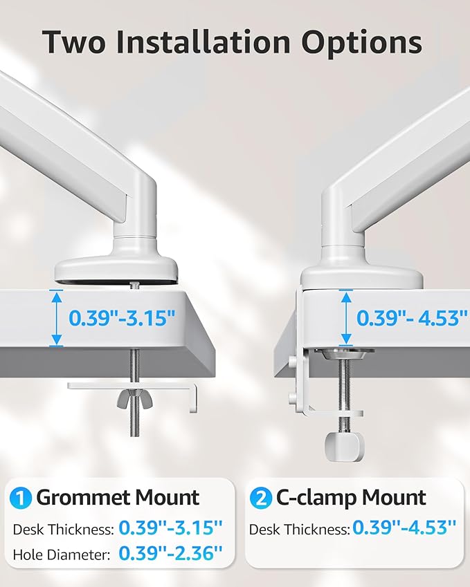 MOUNTUP Single Monitor Desk Mount Holds Screen up to 32 inch, Height Adjustable Monitor Arm, Computer Monitors Stand with Clamp/Grommet Mounting Base, VESA Mounts Fit 4.4-17.6lbs Computer