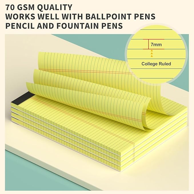 Yellow Legal Pads 8.5 x 11 College Ruled - 20 Pack Yellow Paper Tablets 8 1/2 x 11 Note Pads - Perforated Yellow Pads 8.5 x 11 Double-Size Printing Notepad 30 Sheets Each Note Pad for Office School