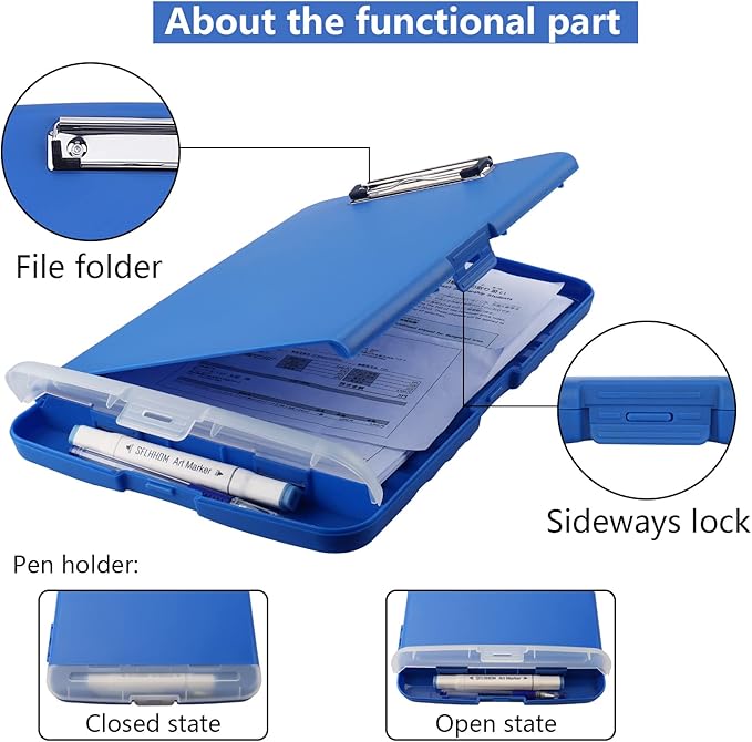 SFLHHDM Storage Clipboard with Pen Holder, High Capacity Clipboards for Classroom, Clip Boards 8.5x11 with Storage, Low-Profile Clip, Lightweight Plastic Clipboard for Kids, Lawers, Office Workers