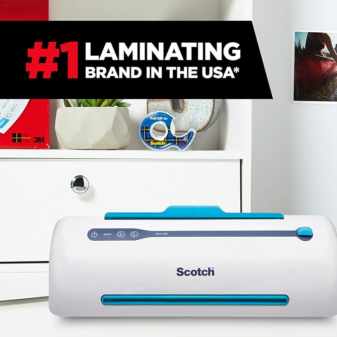 Scotch PRO TL906 Thermal, Laminator Machine, 1 Laminating Device, White/Blue, Laminate Recipe Cards, Photos, Documents, for Home, Office, or School Supplies, 9 in