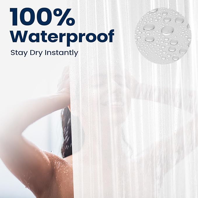 downluxe Frosted Shower Curtain Liner, EVA Soft Plastic Shower Liner with 3 Magnets, 72" x 72" Waterproof Bathroom Curtain