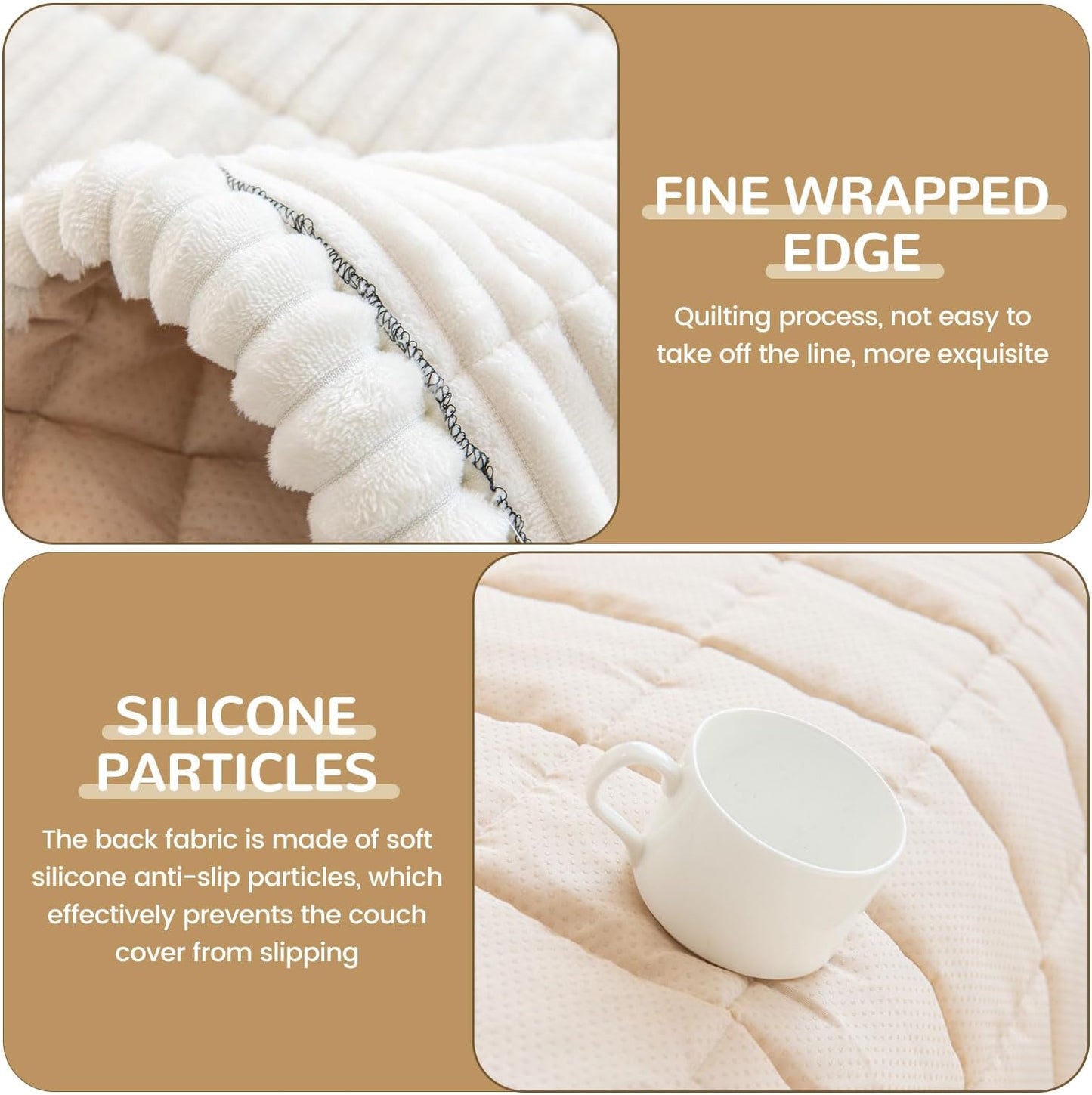 OTOB Couch Covers for Dogs Washable, Non Slip Plush Sofa Cover Kids Pet Friendly Furniture Protector, All Seasons Soft Cozy Fuzzy Sofa Slipcovers Dog Bed Mats (Cream, 31.5" x 63.0'')