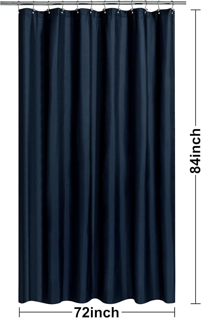 N&Y HOME Fabric Shower Curtain or Liner Extra Long 72 x 84 Inches - Hotel Quality, Machine Washable, Water Repellent - Navy Blue, 72x84