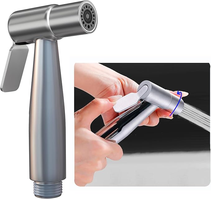Dual Mode Stainless Steel Sprayer Head-Bidet Spray w/Brushed Chrome Finish - Cloth Diaper Shattaf - Pet Wash